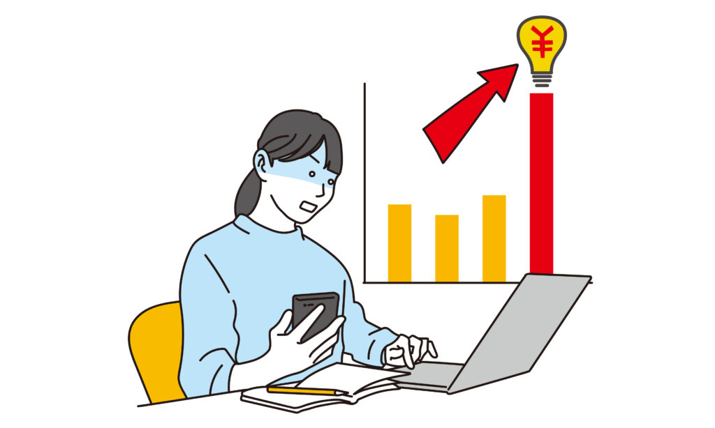 電気代高騰に驚く女性