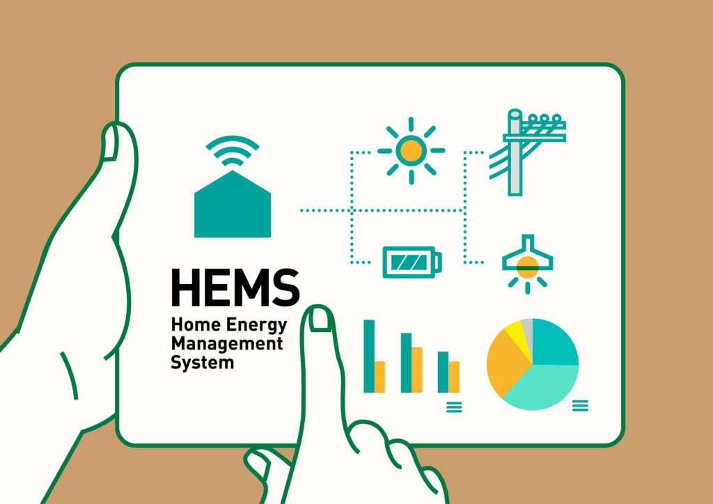 HEMSで家庭の電力使用状況を確認するイメージ